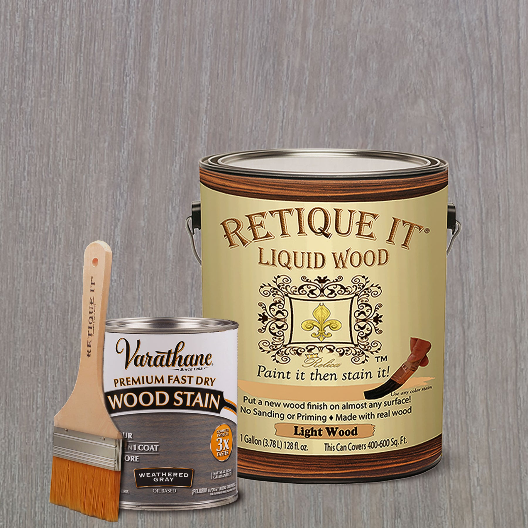 Liquid Wood Kit - Weathered Gray Oil-based Stain - Retique It®