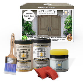 Wood'n Finish Front Door Kit (Double) - Weathered Wood