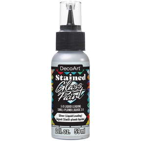 DecoArt stained glass paint 3-D liquid leadings in a clear tube, used for creating raised outlines and decorative glass art.