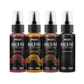 DecoArt Hearth and Earth Bloom Texture Paint 4 Pack with containers of textured, earthy-colored paint for decorative surfaces.