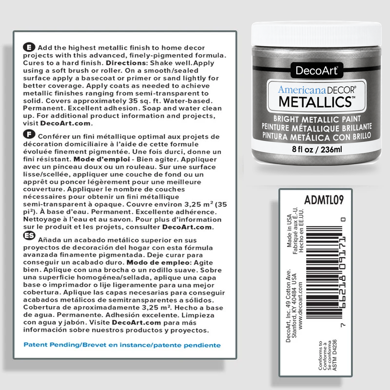 Tin Americana Decor Metallics product information and application instructions