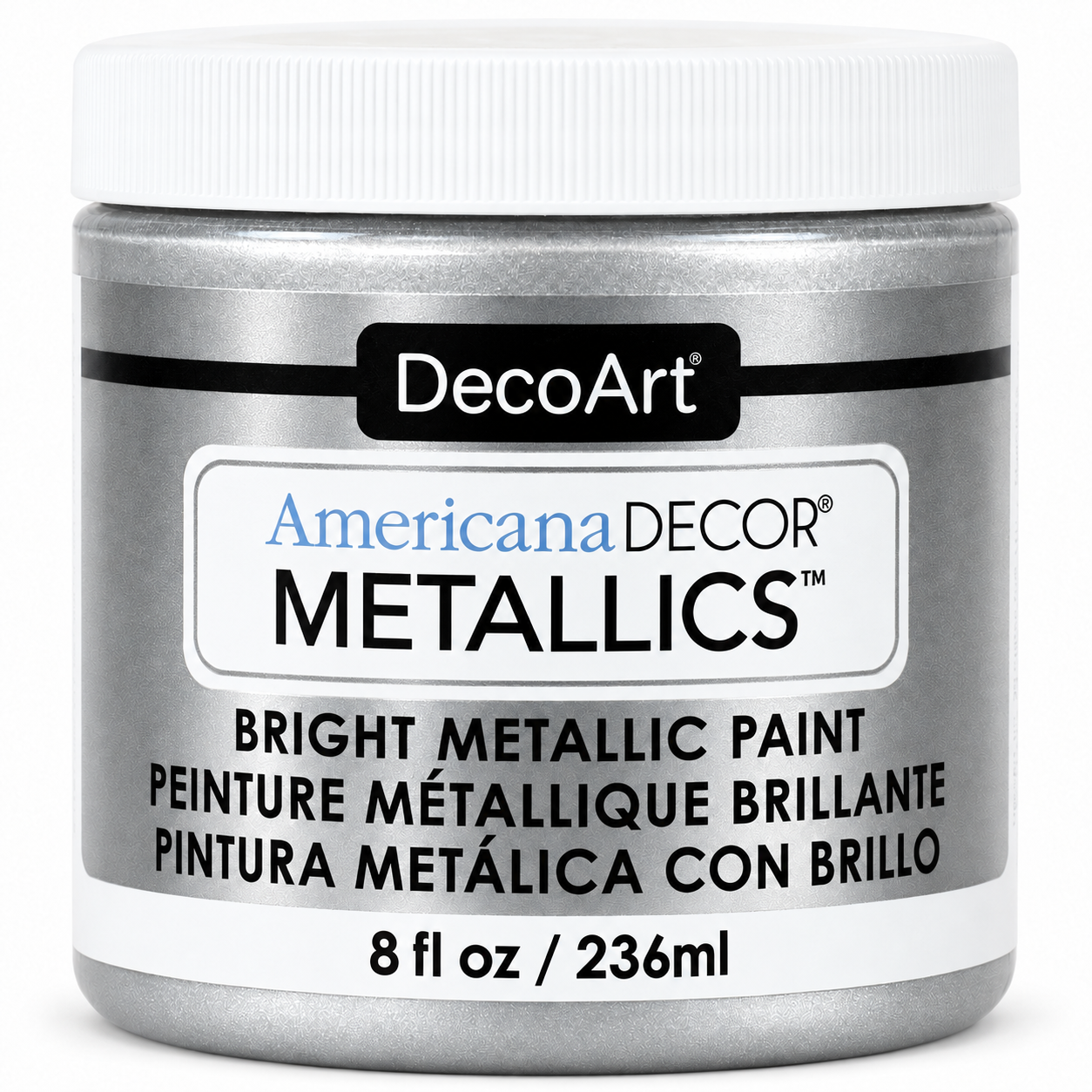 Silver Americana Decor Metallics paint, 8 oz jar