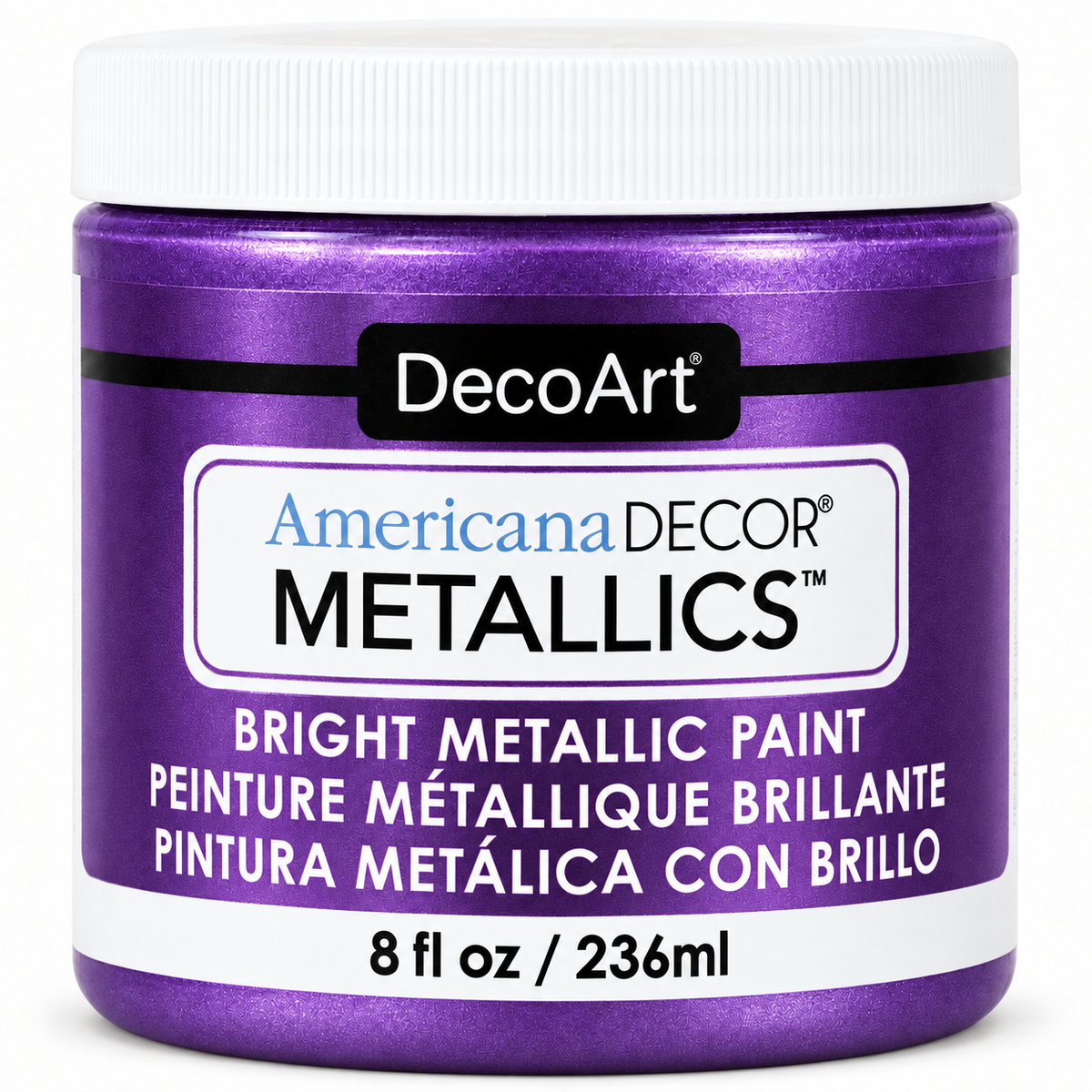 DecoArt Americana Decor Metallics Amethyst paint bottle in shimmering purple finish
