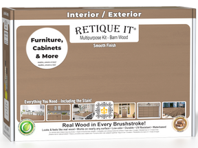 Retique It® Multi-purpose Smooth Finish Kit in Barn Wood, wood finishing kit with smooth textured finish and natural wood appearance.