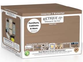 Retique It® Multi-purpose Smooth Finish Kit in barn wood, includes four large wood finish containers for furniture or decor projects.