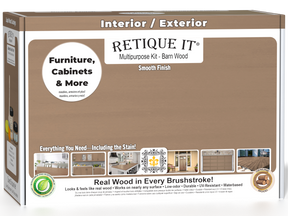Retique It® Multi-purpose Smooth Finish Kit in Barn Wood, medium size, with wood finish products and tools in a box.