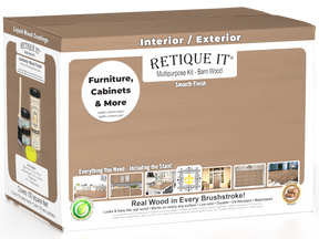 Large Barn Wood Multi-purpose Smooth Finish Kit by Retique It® for interior top coat with matte finish on wood surfaces.