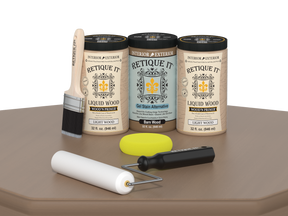 Retique It® Wood'n Cabinet Kit with 24 smooth barn wood stain doors, designed for enhancing cabinets with a rustic finish.