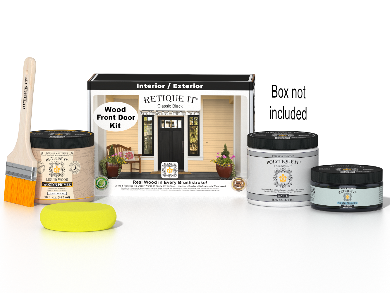 Wood'n Door Smooth Finish Kit - Classic Black — Matte kit contents with door box