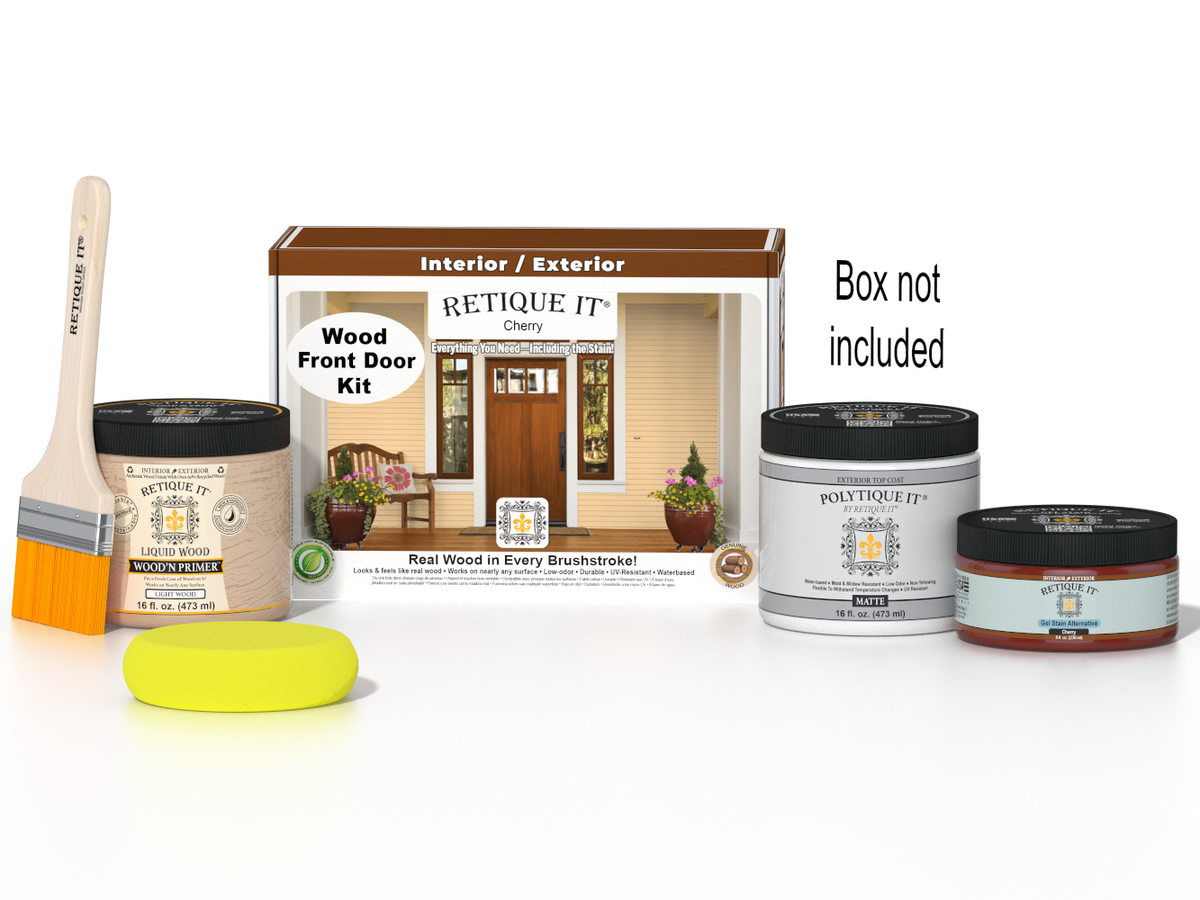 Wood'n Door Smooth Finish Kit - Cherry — Matte kit contents with door box