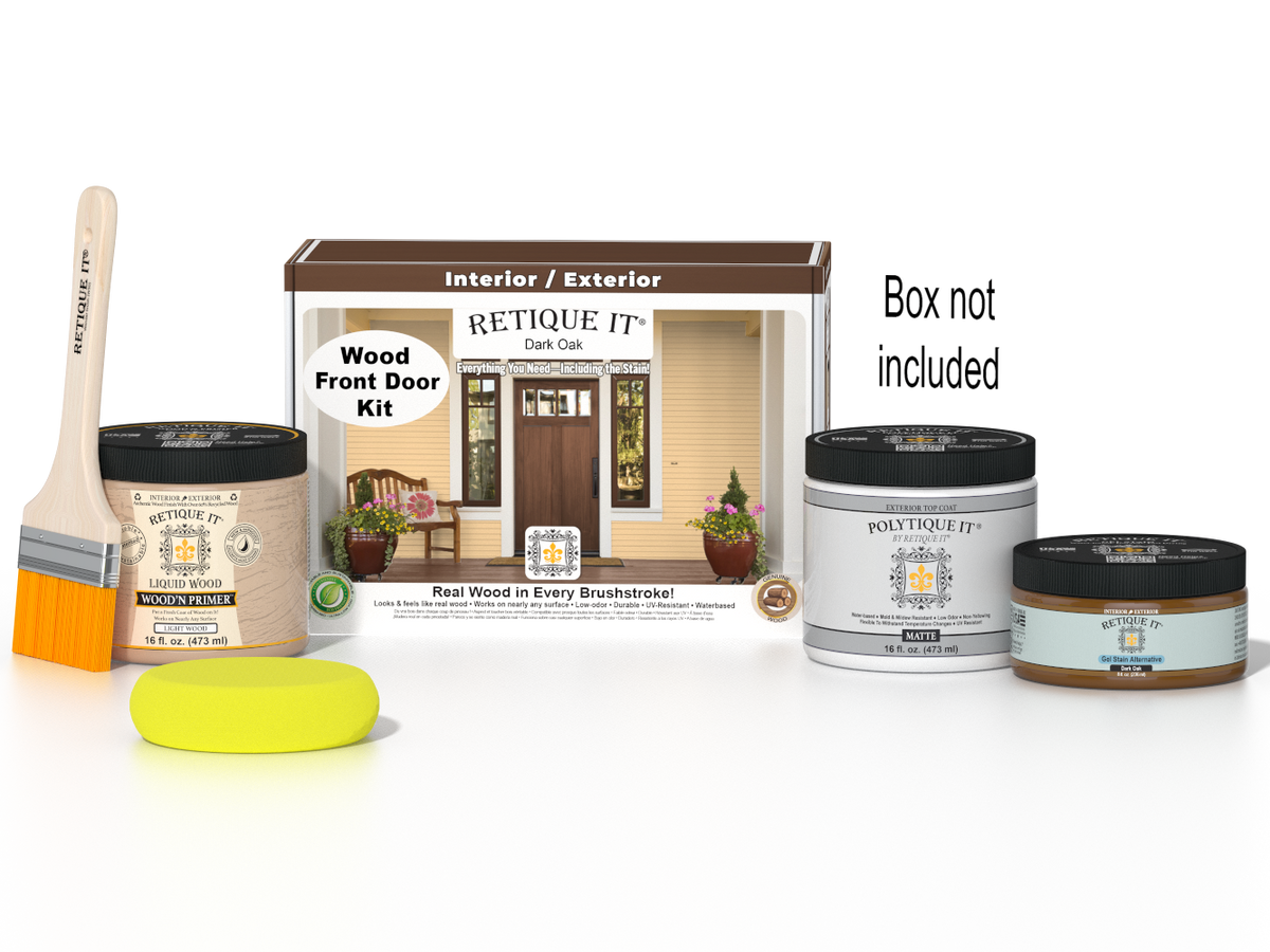 Wood'n Door Smooth Finish Kit - Dark Oak — Matte kit contents with door box