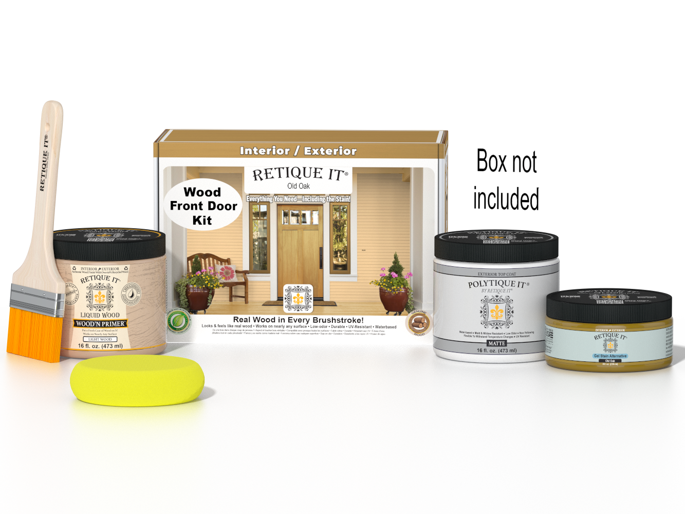 Wood'n Door Smooth Finish Kit - Old Oak — Matte kit contents with door box
