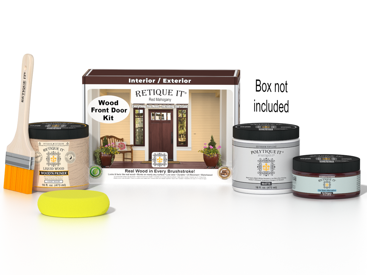 Wood'n Door Smooth Finish Kit - Red Mahogany — Matte kit contents with door box