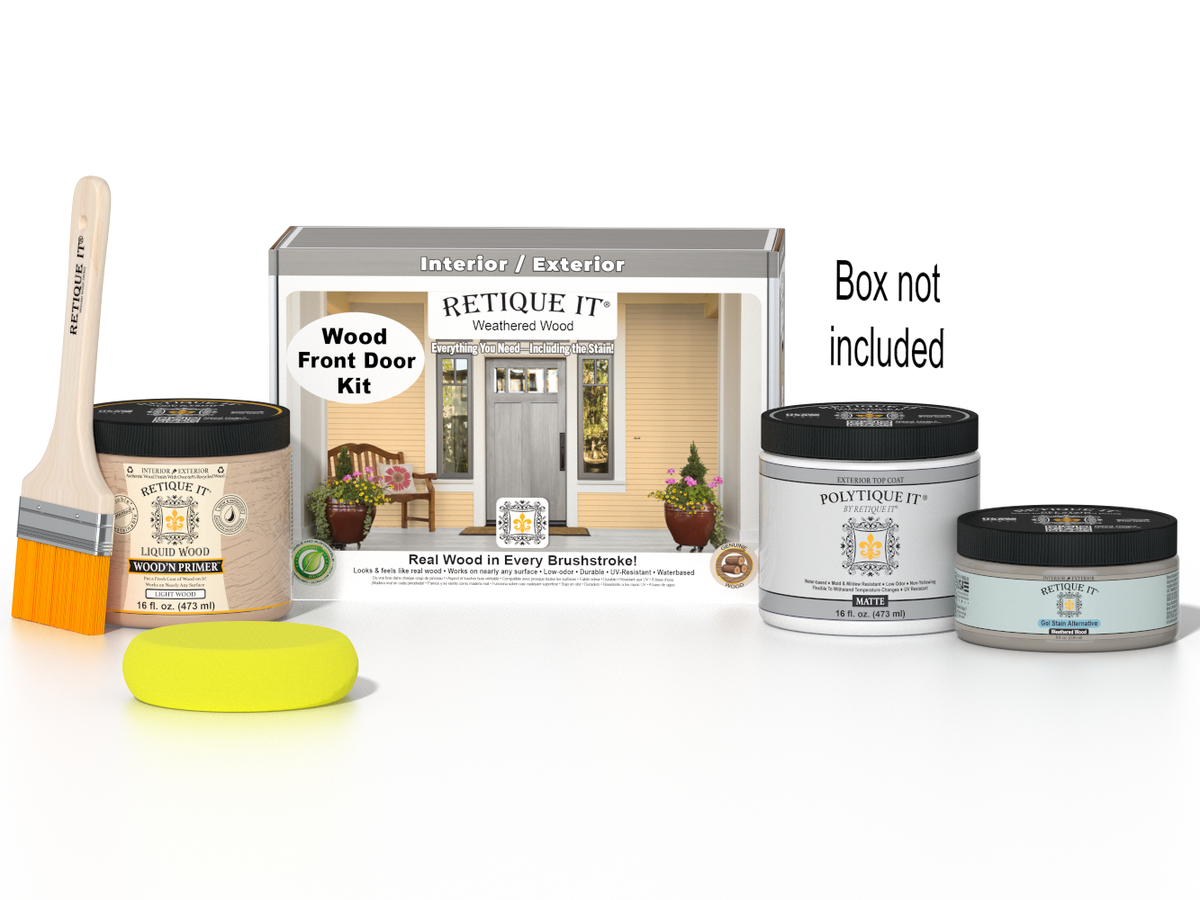 Wood'n Door Smooth Finish Kit - Weathered Wood — Matte kit contents with door box