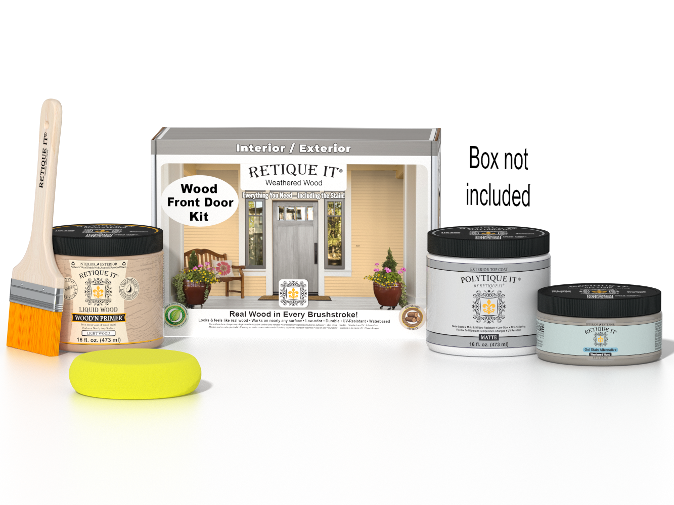 Wood'n Door Smooth Finish Kit - Weathered Wood — Matte kit contents with door box