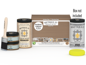 Large Barn Wood Finish Kit by Wood'n Finish Kits, includes exterior top coat and accessories in a box.