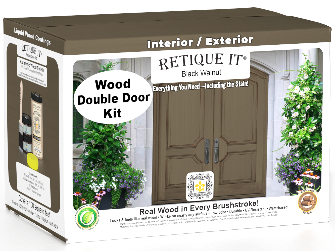 Wood'n Door Smooth Finish Kit (Double Door) - Black Walnut — box hero