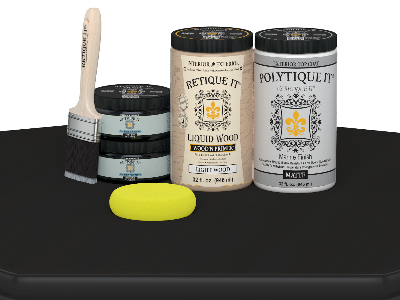 Wood'n Door Smooth Finish Kit (Double Door) - Classic Black — Matte kit contents