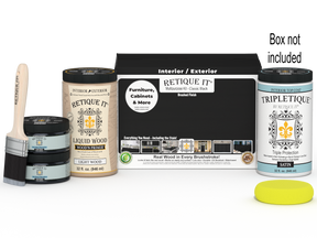 Large Classic Black wood finish kit by Retique It® for interior top coat, includes tools and supplies for smooth application.