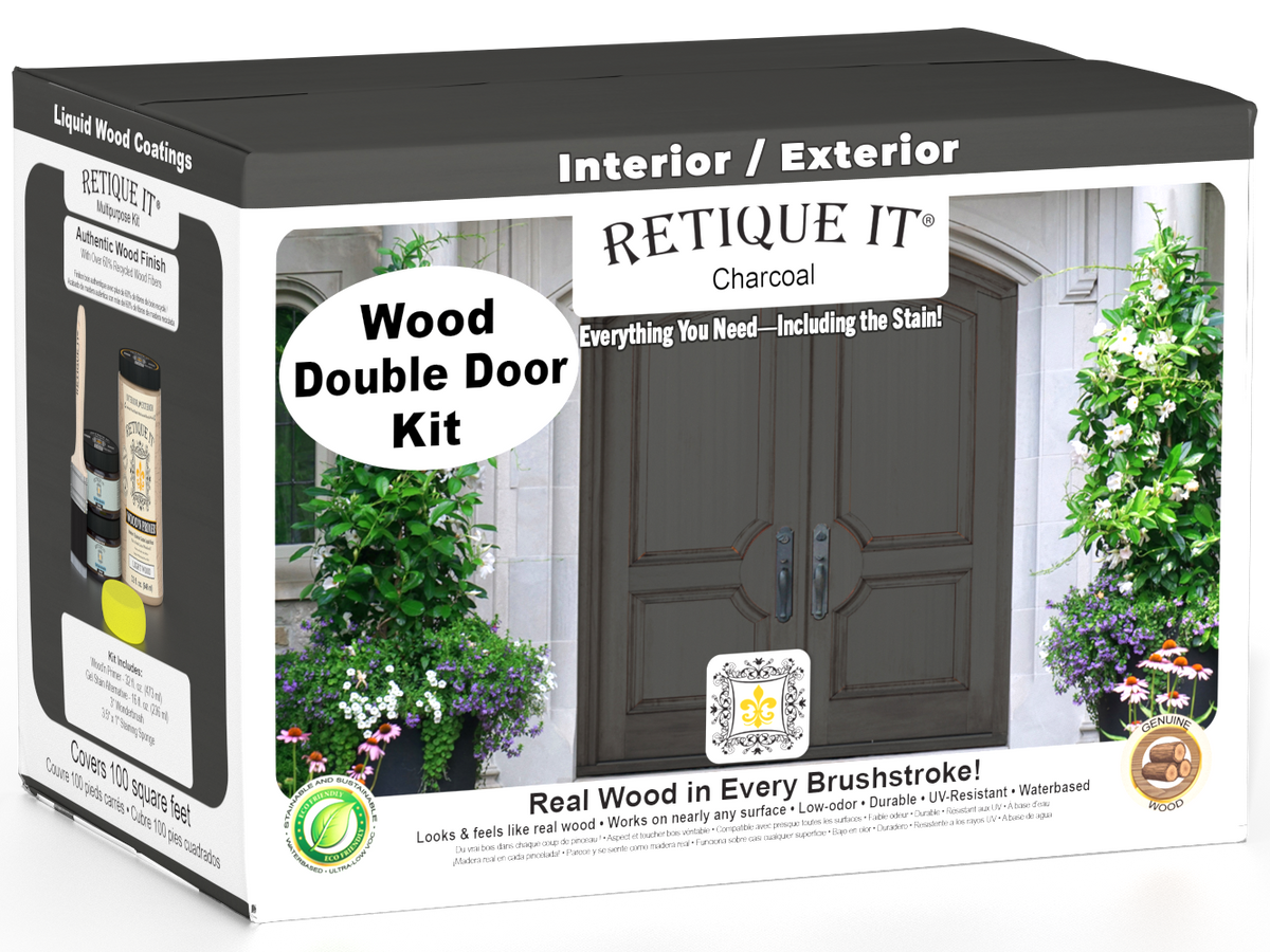 Wood'n Door Smooth Finish Kit (Double Door) - Charcoal — box hero