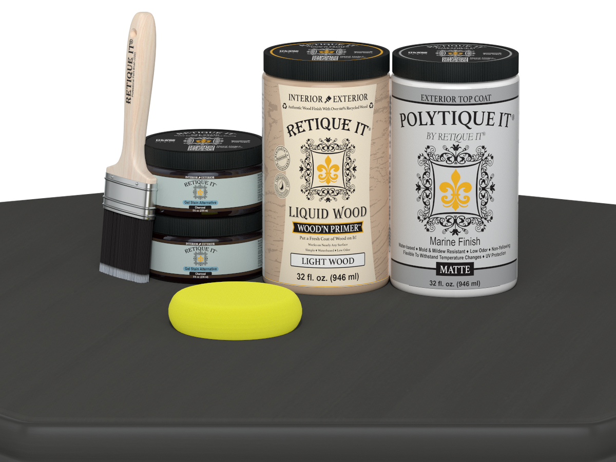 Wood'n Door Smooth Finish Kit (Double Door) - Charcoal — Matte kit contents