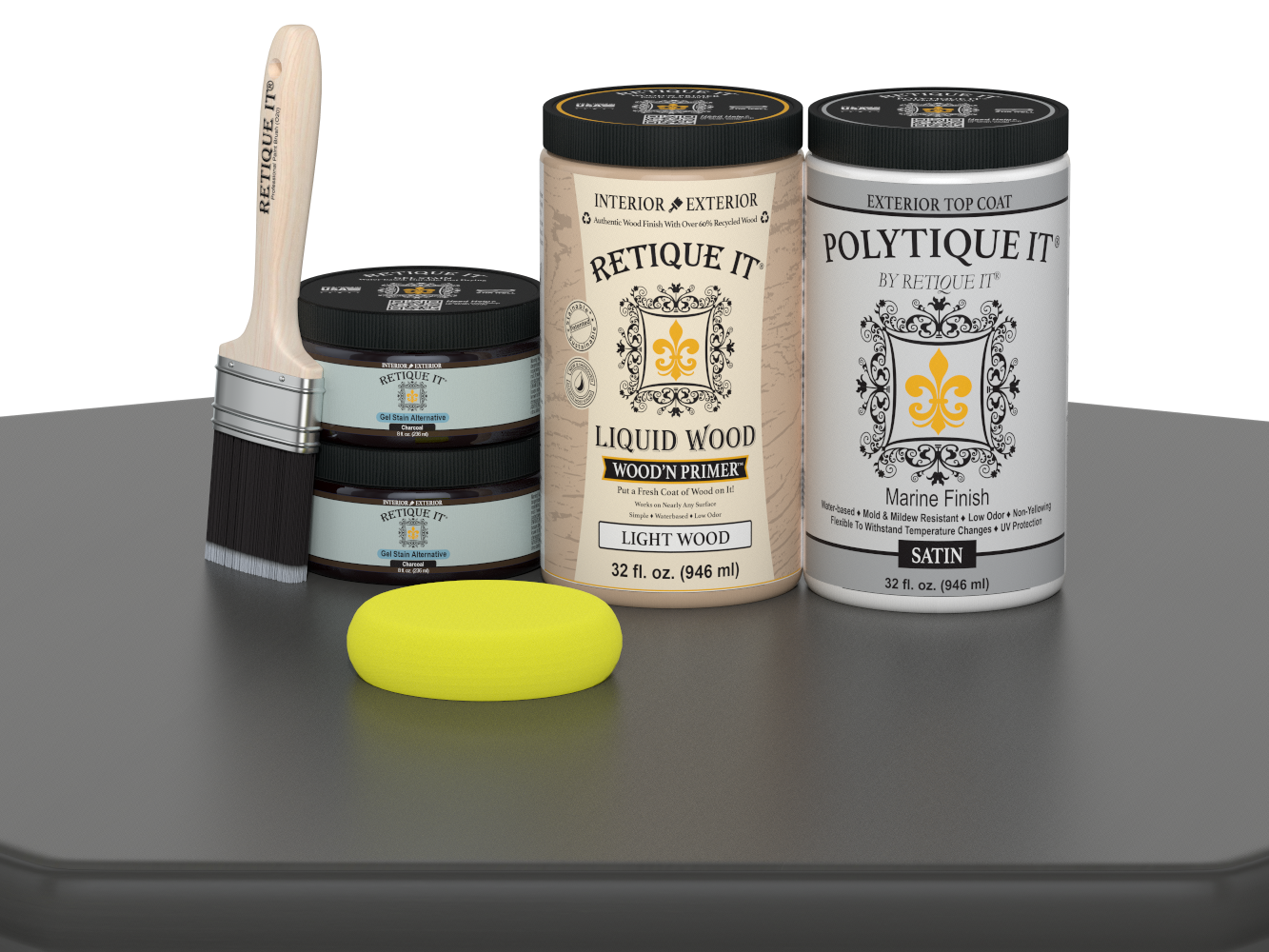 Wood'n Door Smooth Finish Kit (Double Door) - Charcoal — Satin kit contents