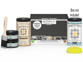 Retique It® Multi-purpose Smooth Finish Kit (Large) in charcoal for interior wood top coating, includes application tools and instructions.