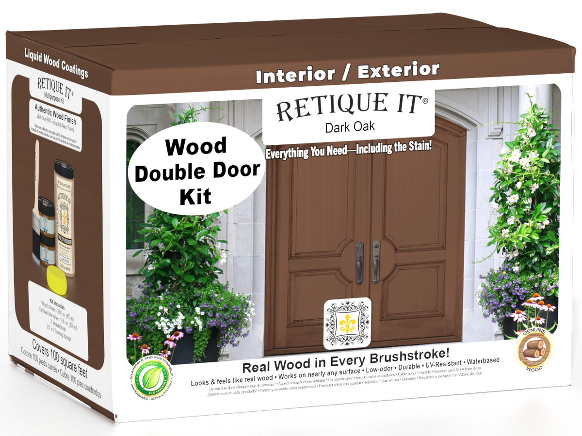 Wood'n Door Smooth Finish Kit (Double Door) - Dark Oak — box hero