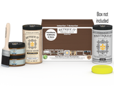 Large Dark Oak wood finish kit with glossy exterior top coat, including brushes and tools, from Retique It Wood'n Finish Kits.