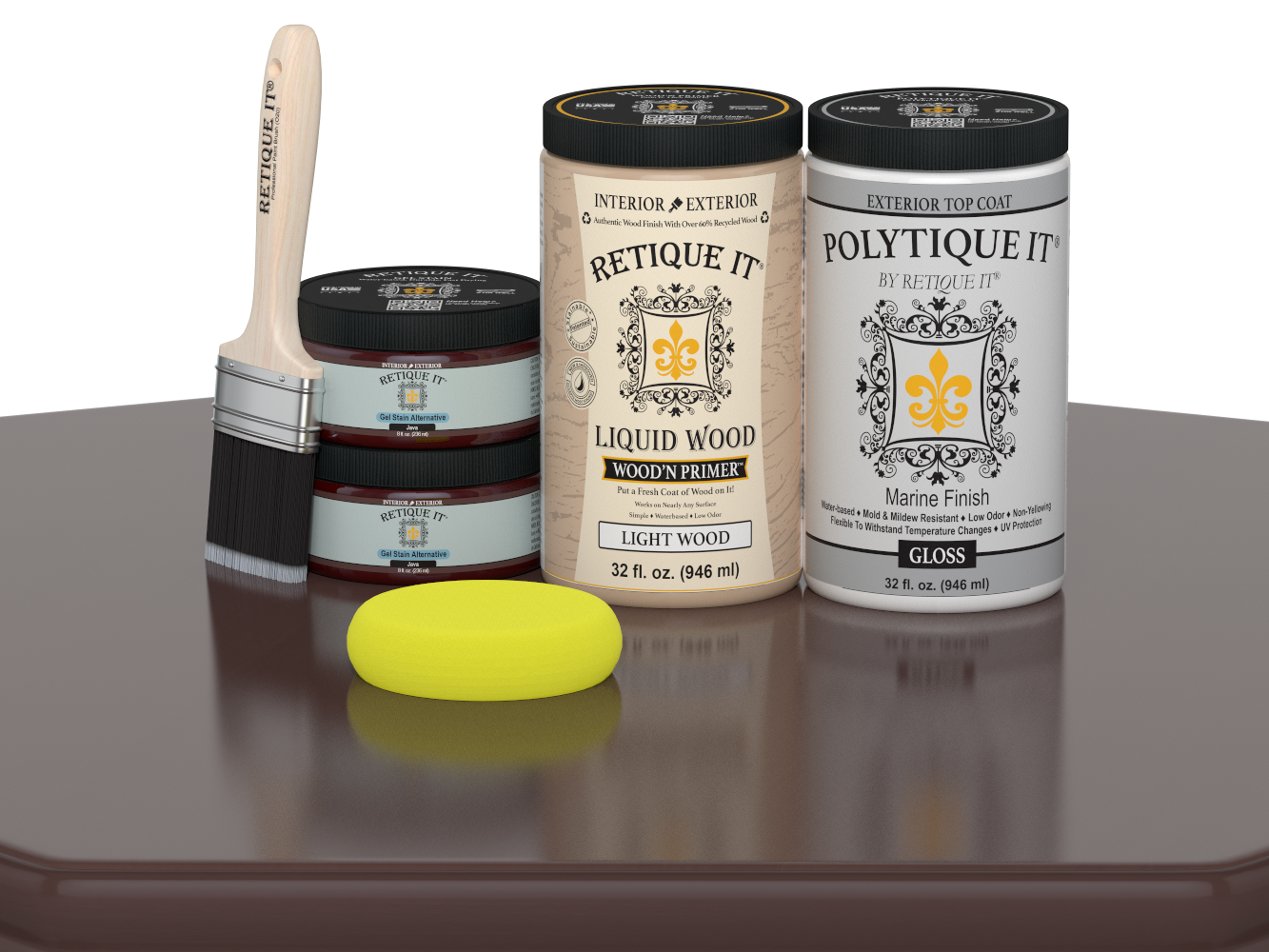 Wood'n Door Smooth Finish Kit (Double Door) - Java — Gloss kit contents