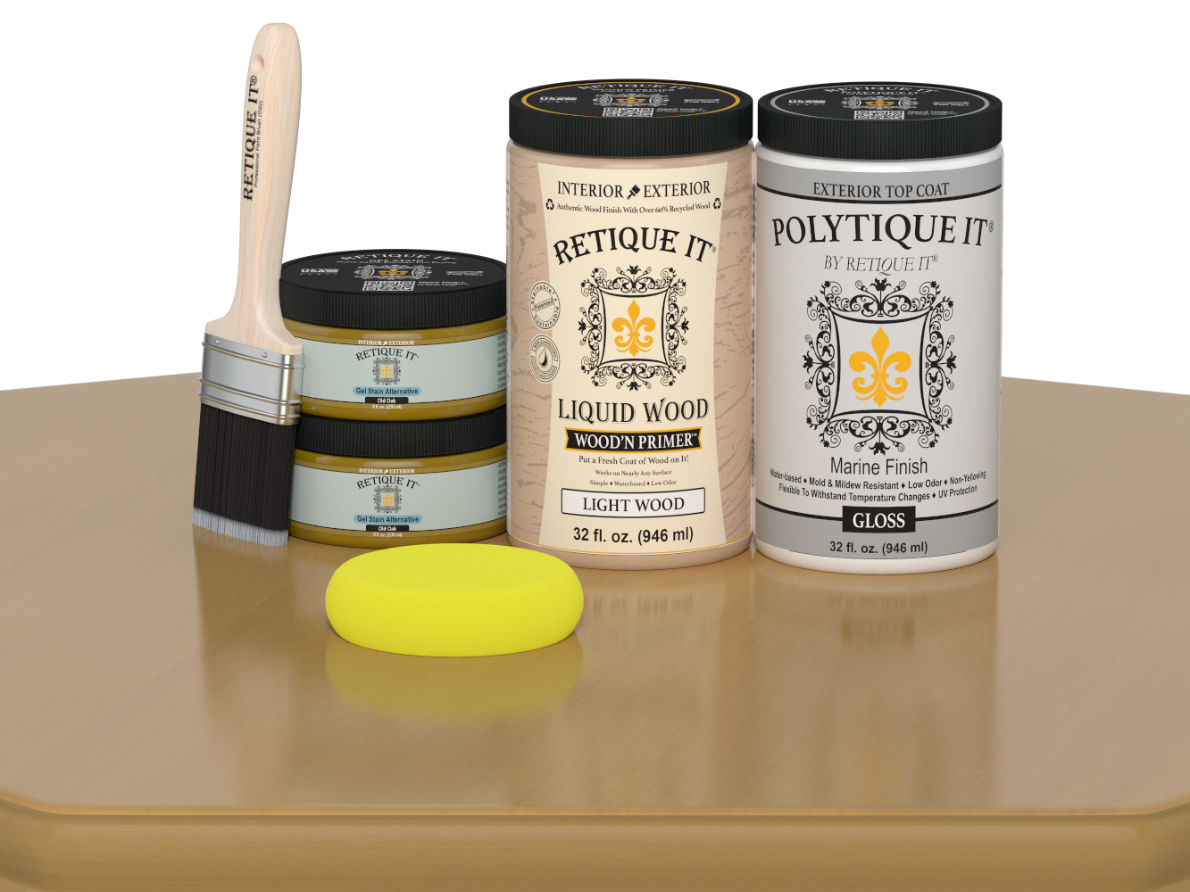 Wood'n Door Smooth Finish Kit (Double Door) - Old Oak — Gloss kit contents