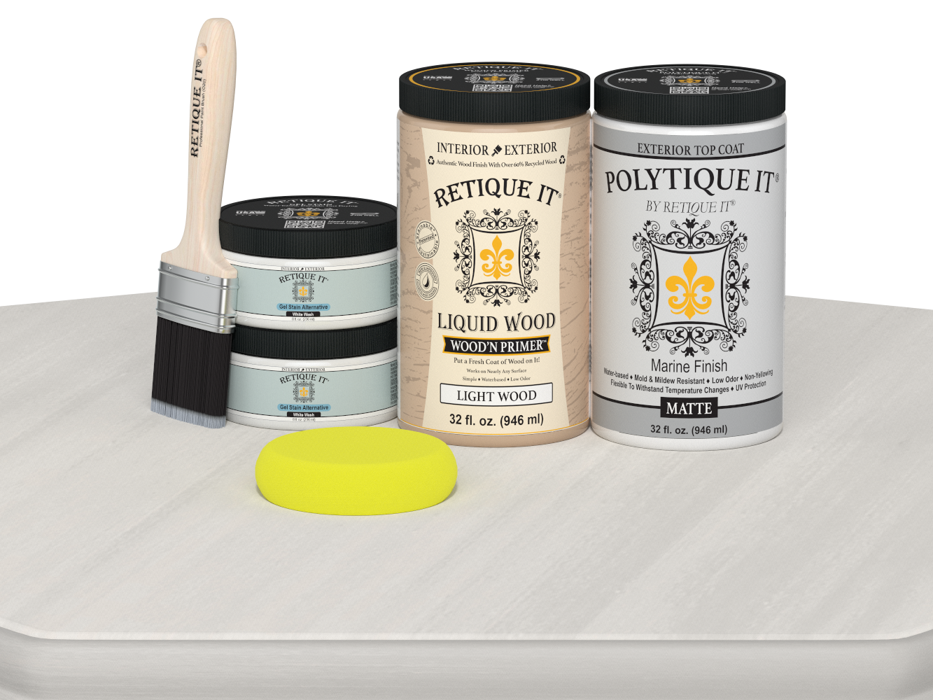 Wood'n Door Smooth Finish Kit (Double Door) - White Wash — Matte kit contents