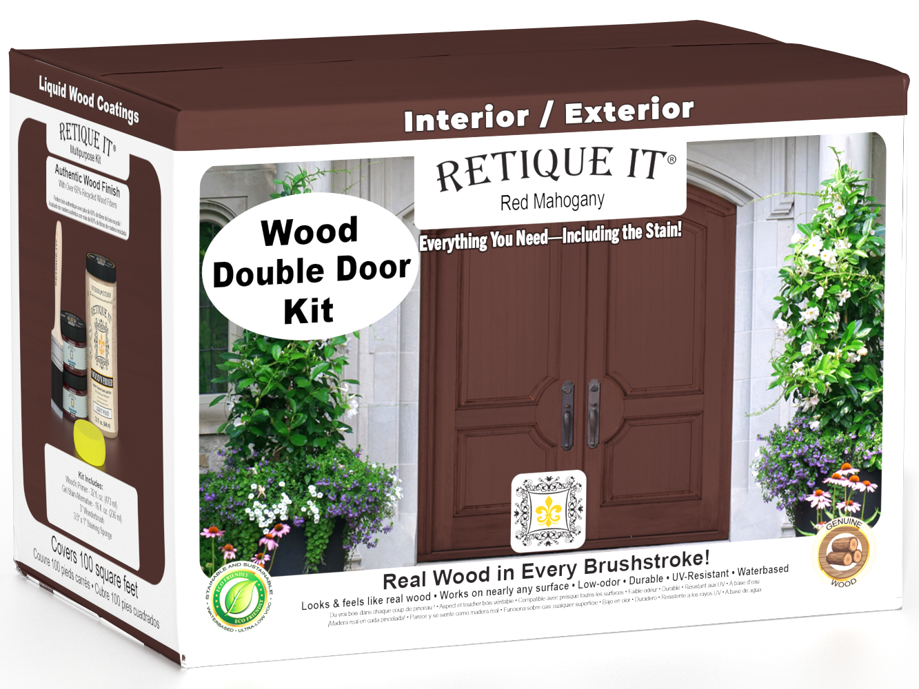 Wood'n Door Smooth Finish Kit (Double Door) - Red Mahogany — box hero