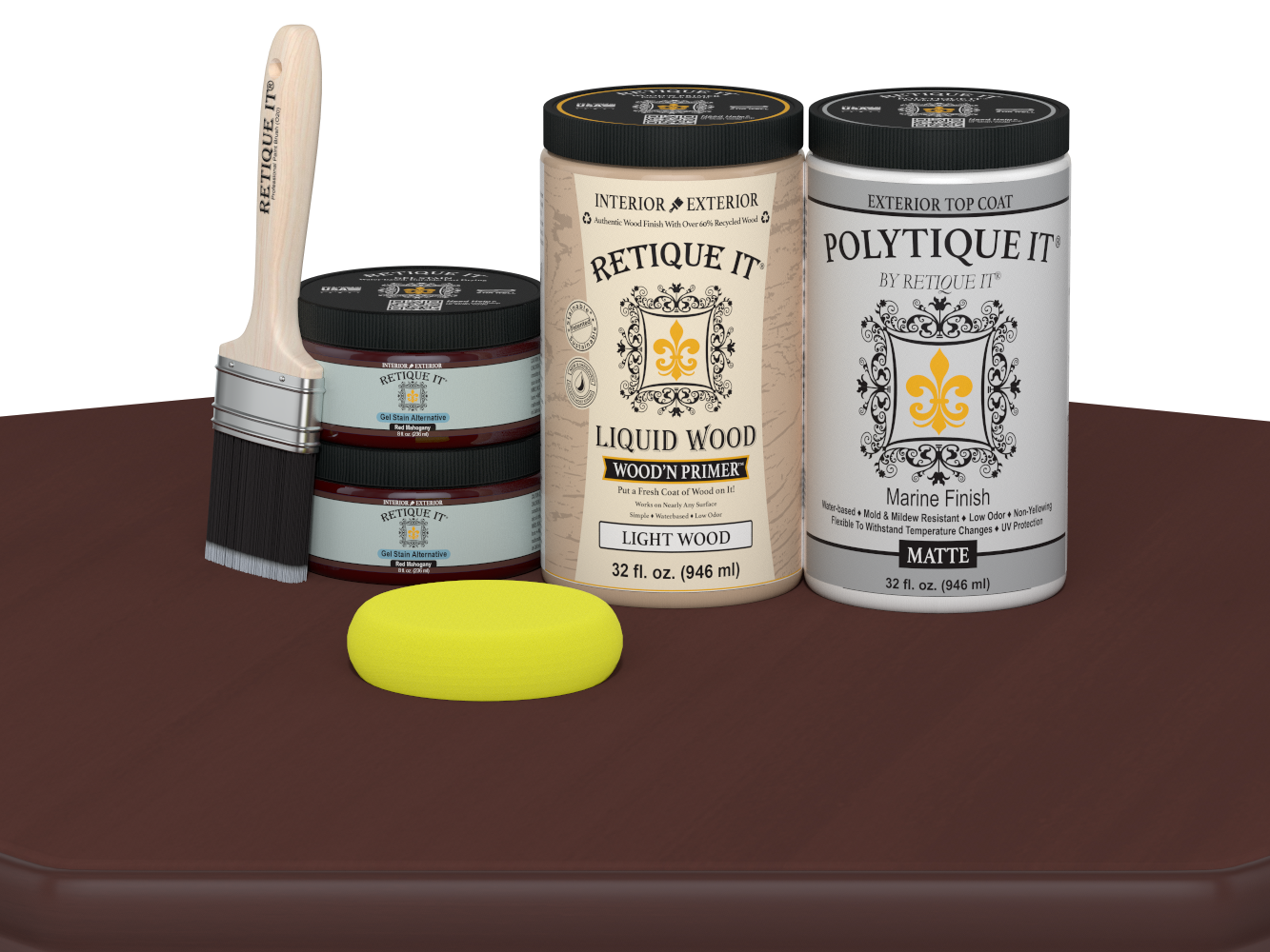 Wood'n Door Smooth Finish Kit (Double Door) - Red Mahogany — Matte kit contents