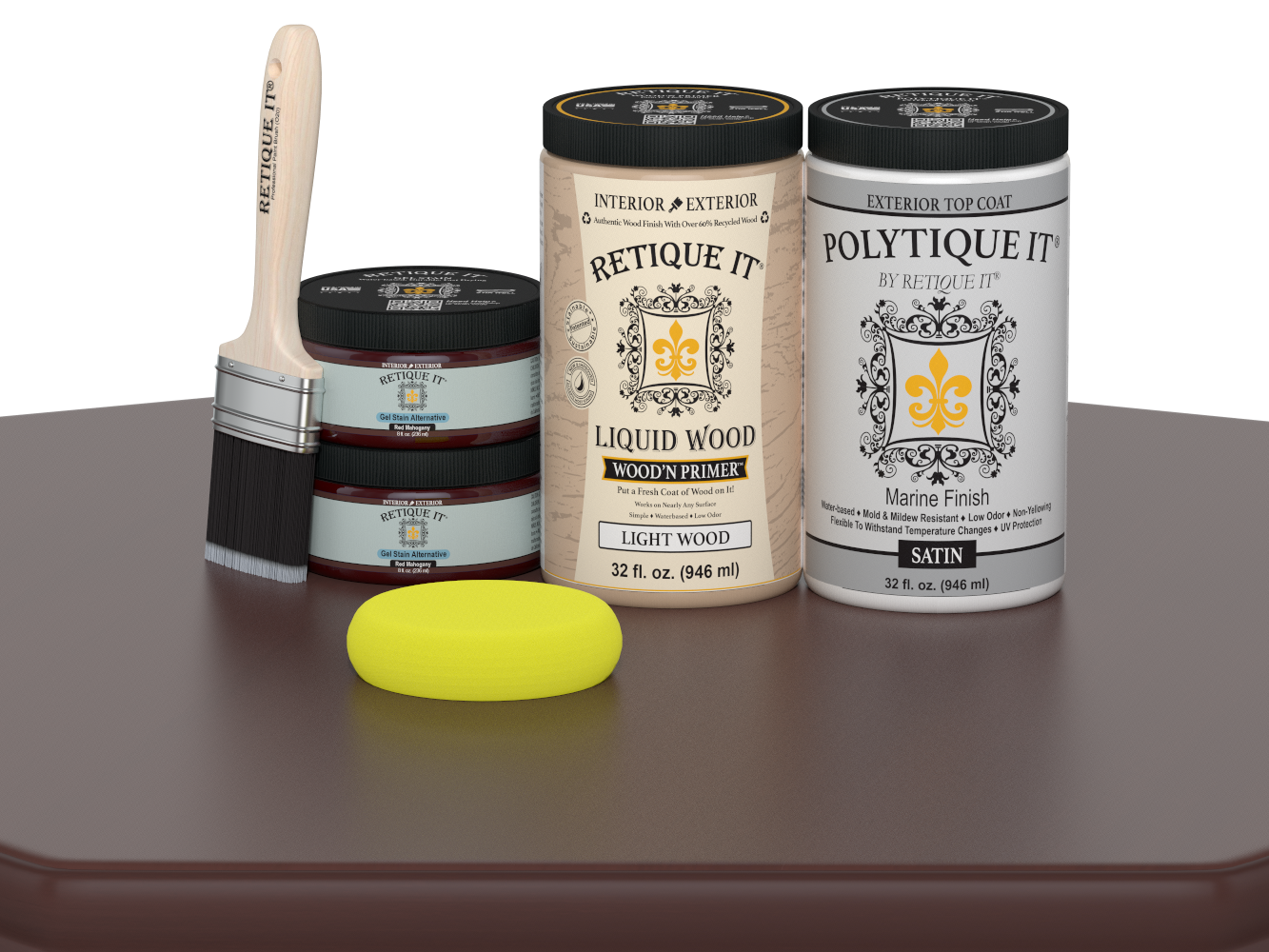 Wood'n Door Smooth Finish Kit (Double Door) - Red Mahogany — Satin kit contents
