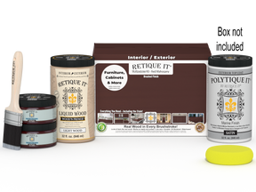 Retique It® large multi-purpose wood finish kit with red mahogany exterior top coat and smooth finish, includes application tools.