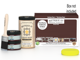 Large Red Mahogany Wood'n Finish Kit by Retique It with smooth finish and multiple tools for woodworking projects.