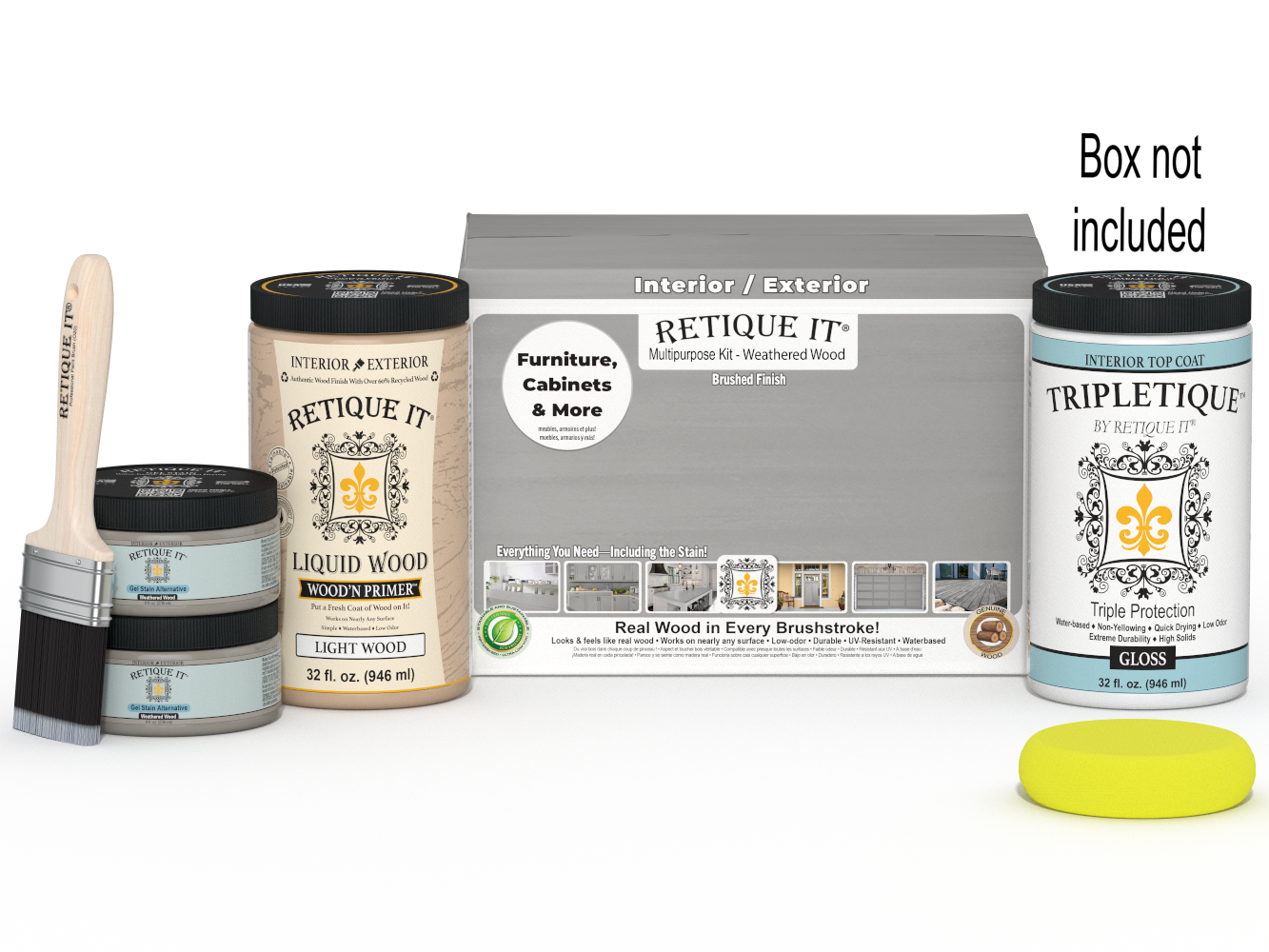 Large Weathered Wood Multi-purpose Smooth Finish Kit by Wood'n Finish for interior top coating, from Retique It®.