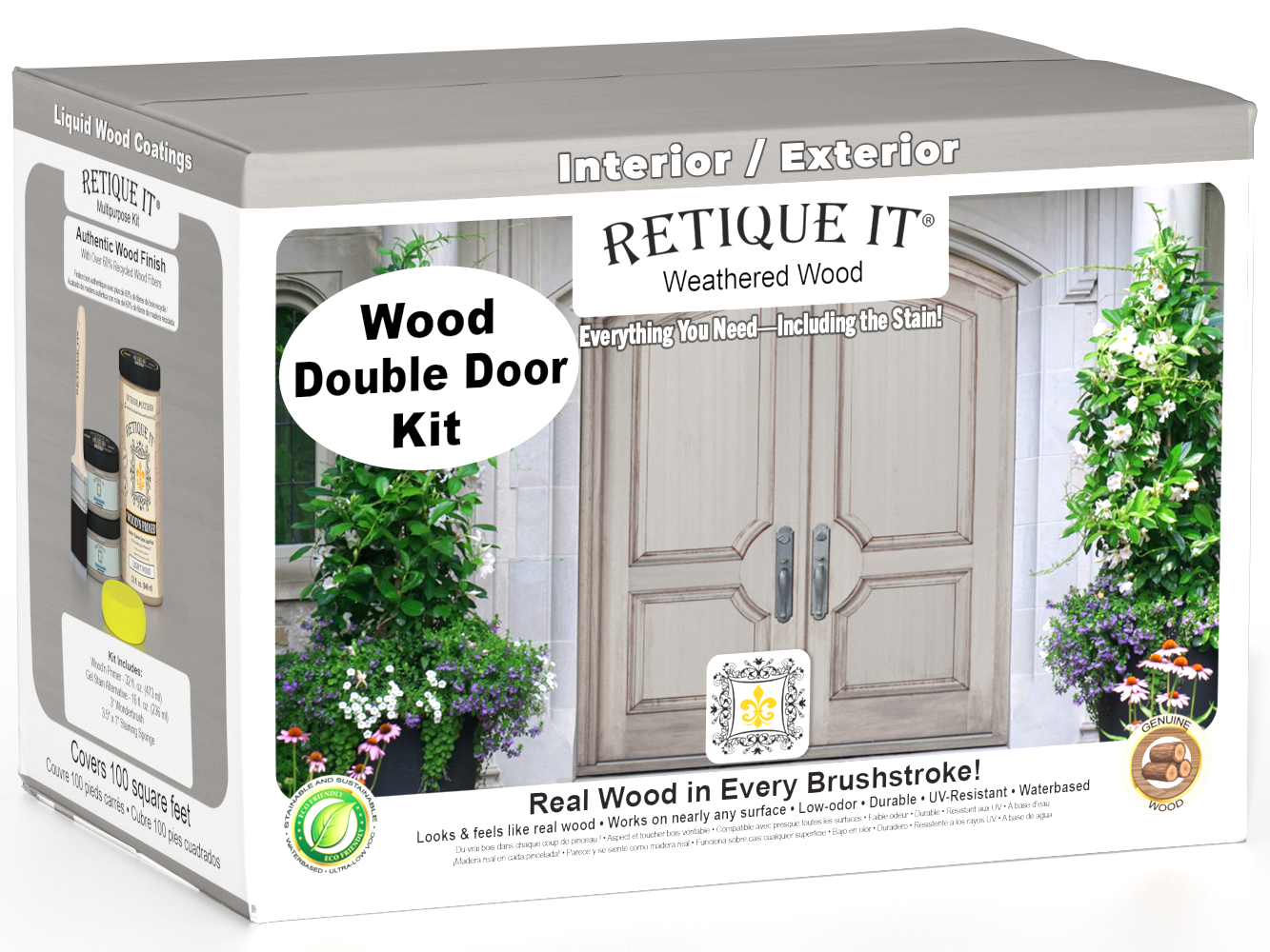 Wood'n Door Smooth Finish Kit (Double Door) - Weathered Wood — box hero