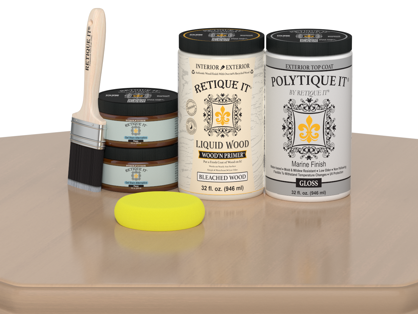 Wood'n Door Smooth Finish Kit (Double Door) - White Oak — Gloss kit contents