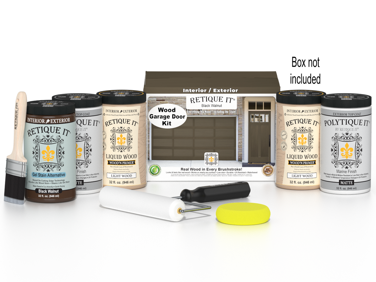 Wood'n Door Smooth Finish Kit (Front & Garage Door) - Black Walnut — Matte kit contents with door box