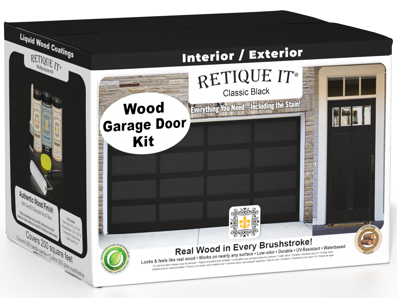 Wood'n Door Smooth Finish Kit (Front & Garage Door) - Classic Black — box hero