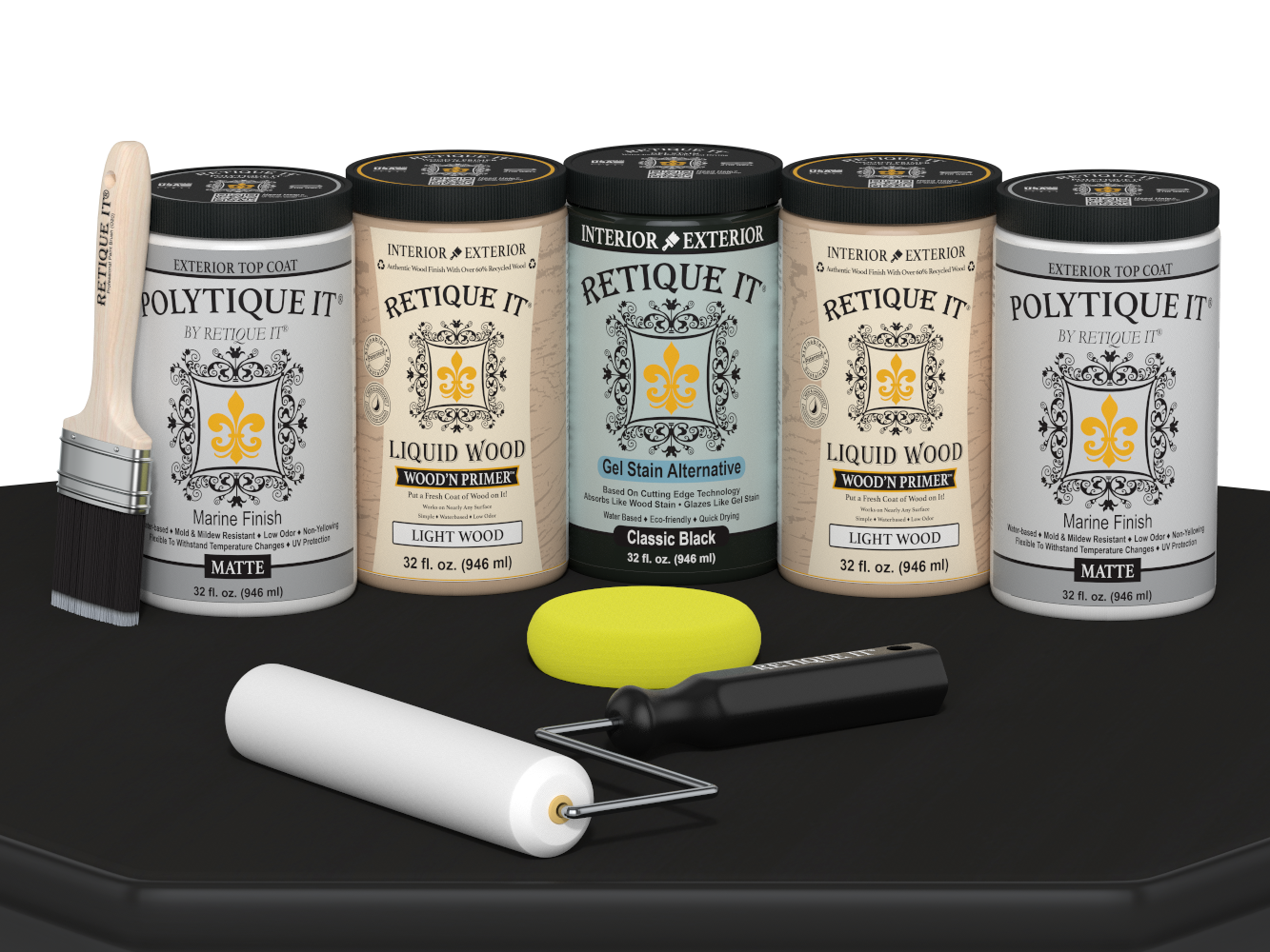 Wood'n Door Smooth Finish Kit (Front & Garage Door) - Classic Black — Matte kit contents