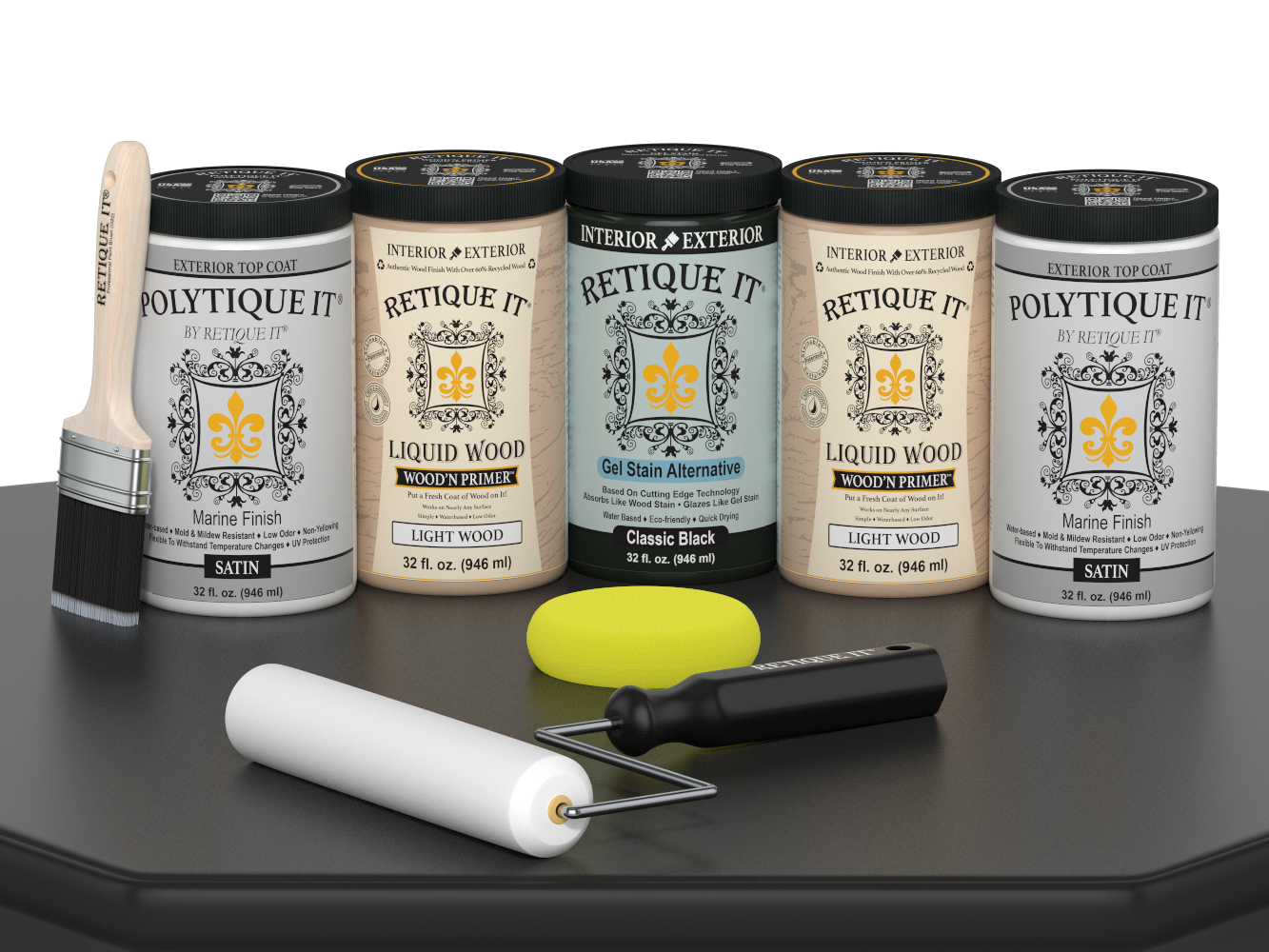 Wood'n Door Smooth Finish Kit (Front & Garage Door) - Classic Black — Satin kit contents