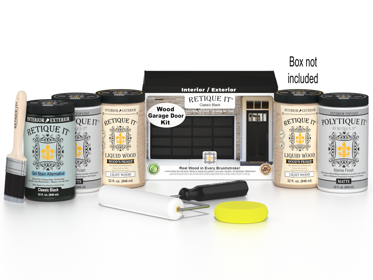 Wood'n Door Smooth Finish Kit (Front & Garage Door) - Classic Black — Matte kit contents with door box