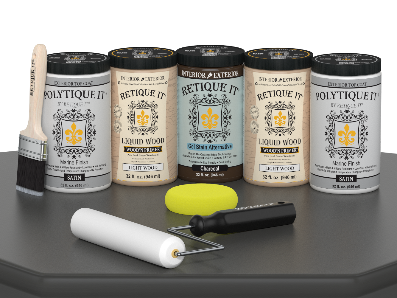 Wood'n Door Smooth Finish Kit (Front & Garage Door) - Charcoal — Satin kit contents