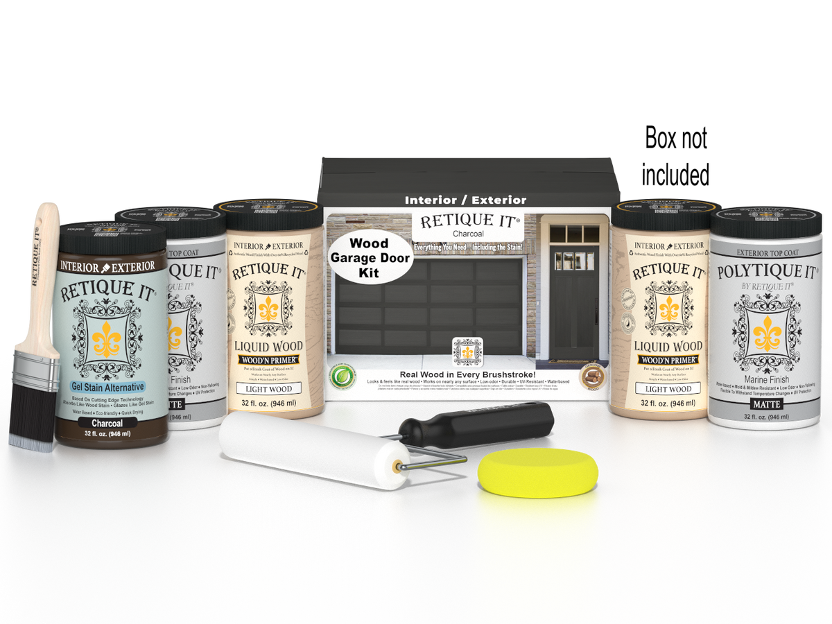 Wood'n Door Smooth Finish Kit (Front & Garage Door) - Charcoal — Matte kit contents with door box