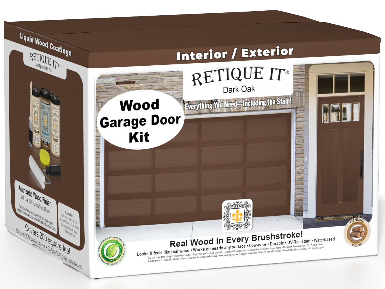 Wood'n Door Smooth Finish Kit (Front & Garage Door) - Dark Oak — box hero