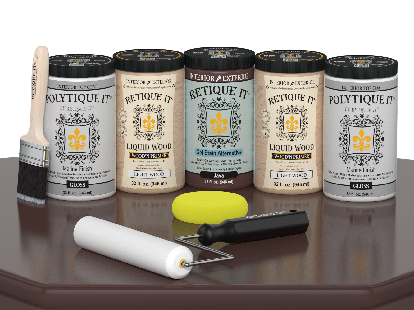 Wood'n Door Smooth Finish Kit (Front & Garage Door) - Java — Gloss kit contents