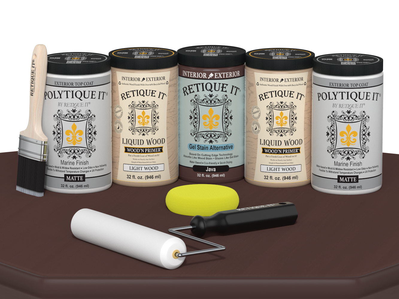 Wood'n Door Smooth Finish Kit (Front & Garage Door) - Java — Matte kit contents